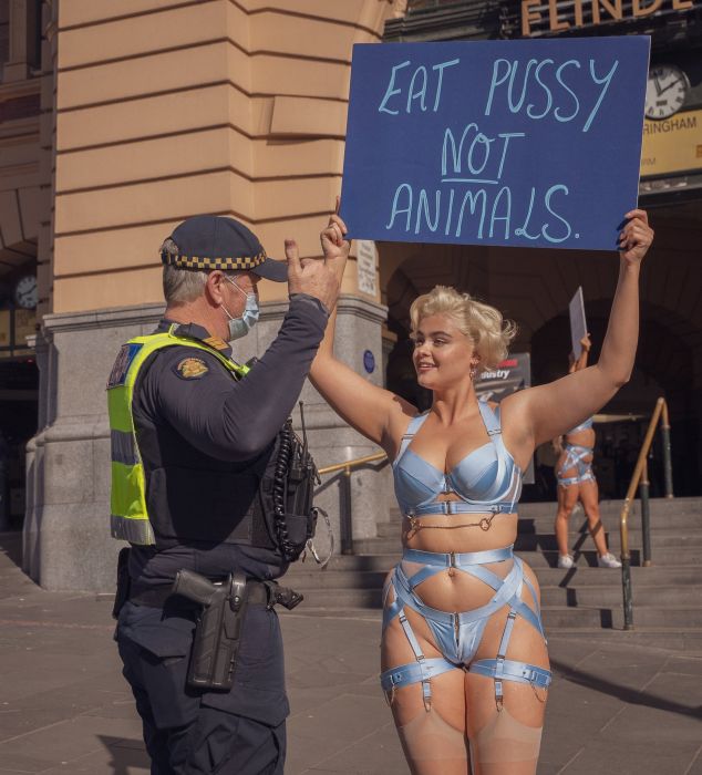 Eat pussy, NOT animals! Is this message to all men or women? Nowadays it might be to both