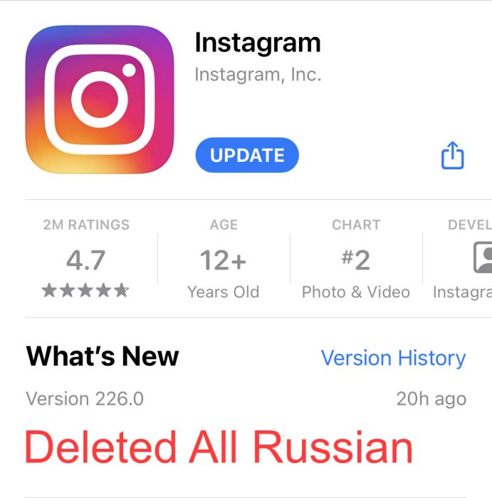  All Russian updated their Instagram today. And that is no Meta choice.