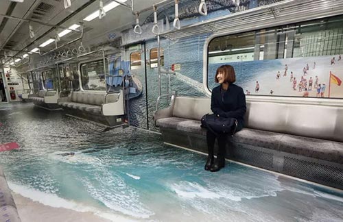 Subway graffiti takes passengers underwater